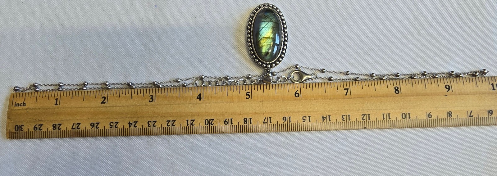 Sterling Silver Necklace 17.11g Fine Jewelry 20″ Labradorite Look *READ*