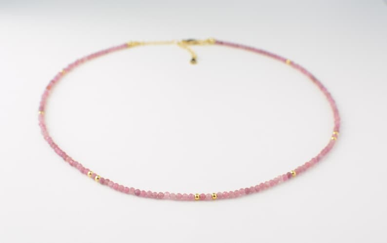 A++ Pink Tourmaline Faceted Round Gemstone Beads Self-Acceptance Necklace 24”