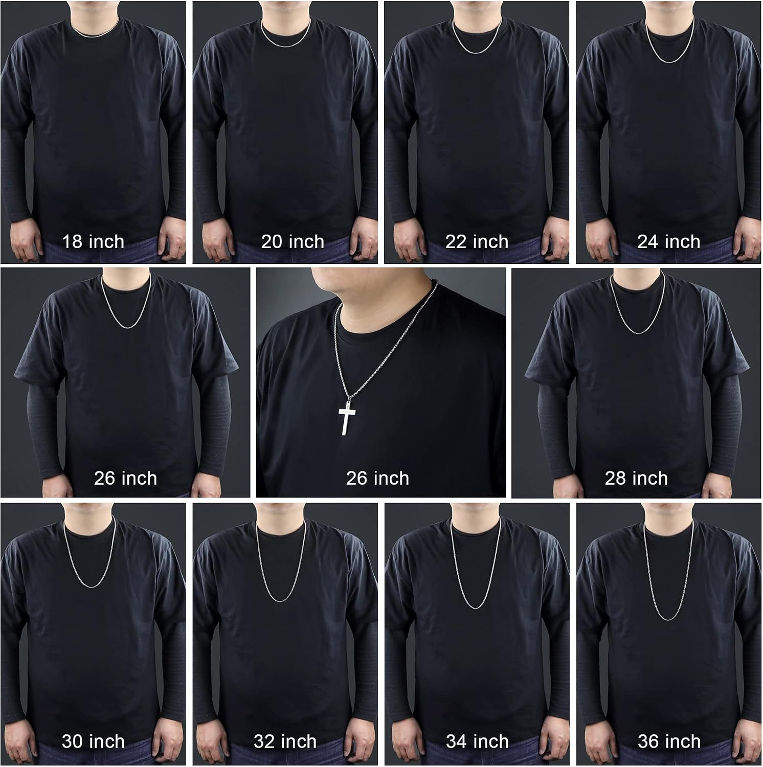 Square Rolo Chain Necklace Stainless Steel round Box Necklace for Men Women/2Mm-