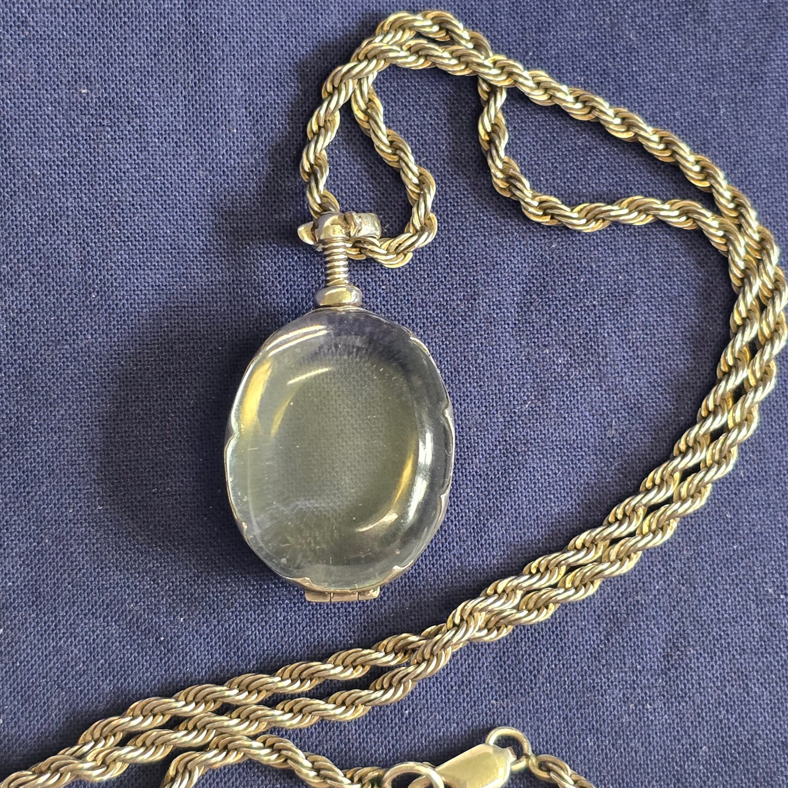 Sterling Silver Glass Locket Necklace 31.14g Fine Jewelry 24″ Rope Chain *READ*