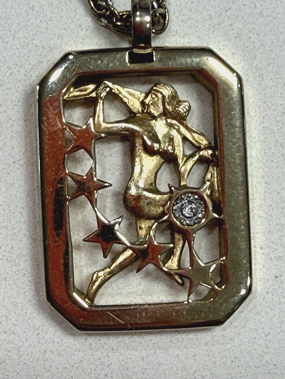 Vintage Pierre Cardin 1970’s Designer Signed VIRGO Zodiac Gold Pendant Necklace