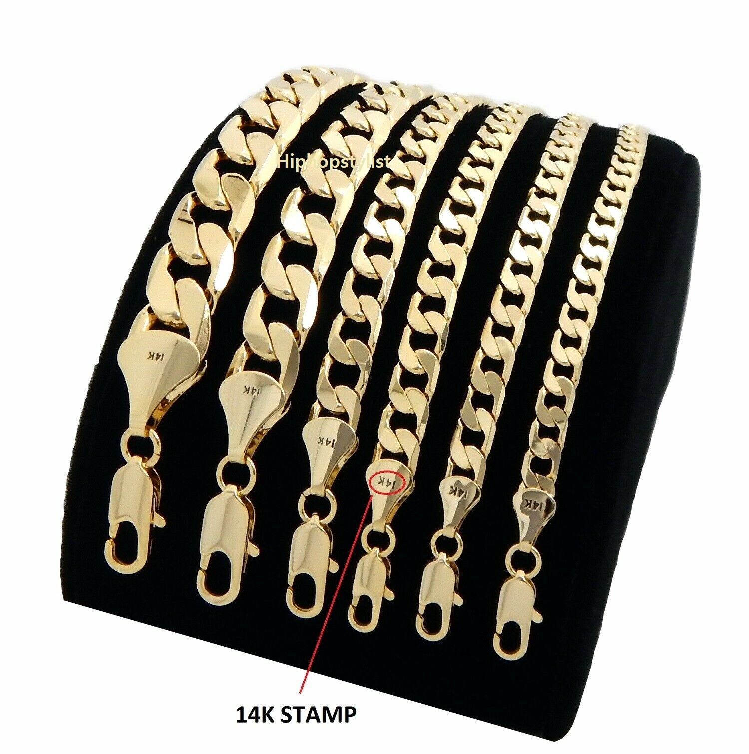 Men’s 14k Italian Cuban link Chain Necklace 3.5mm to 12mm Gold Plated