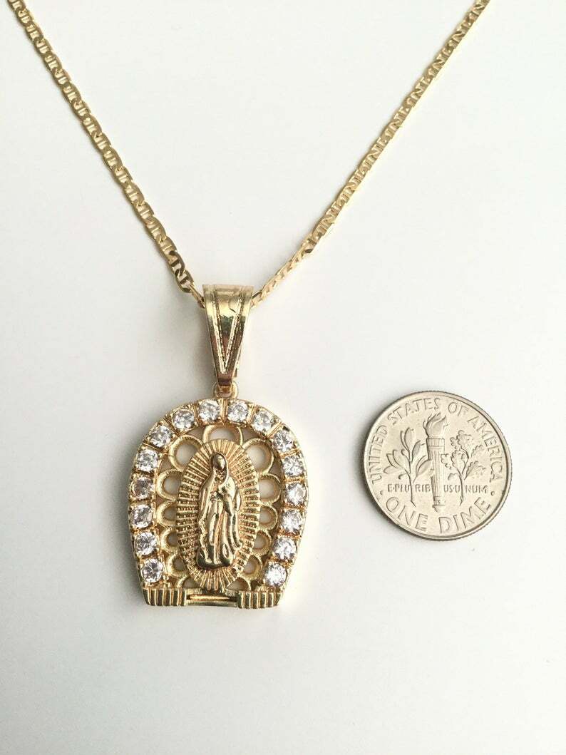 18K GOLD FILLED GUADALUPE HORSESHOE NECKLACE 20″ / CADENA GUADALUPE 20″ – N32
