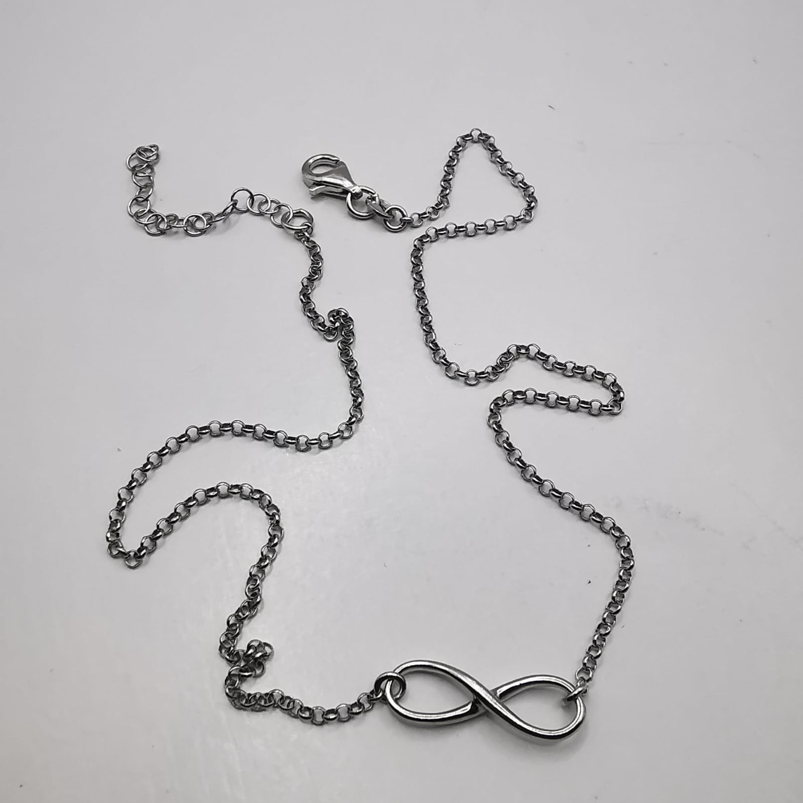 Vintage 925 Sterling Silver Infinity Rolo Chain Necklace 3.85g Adjustable 15-17″