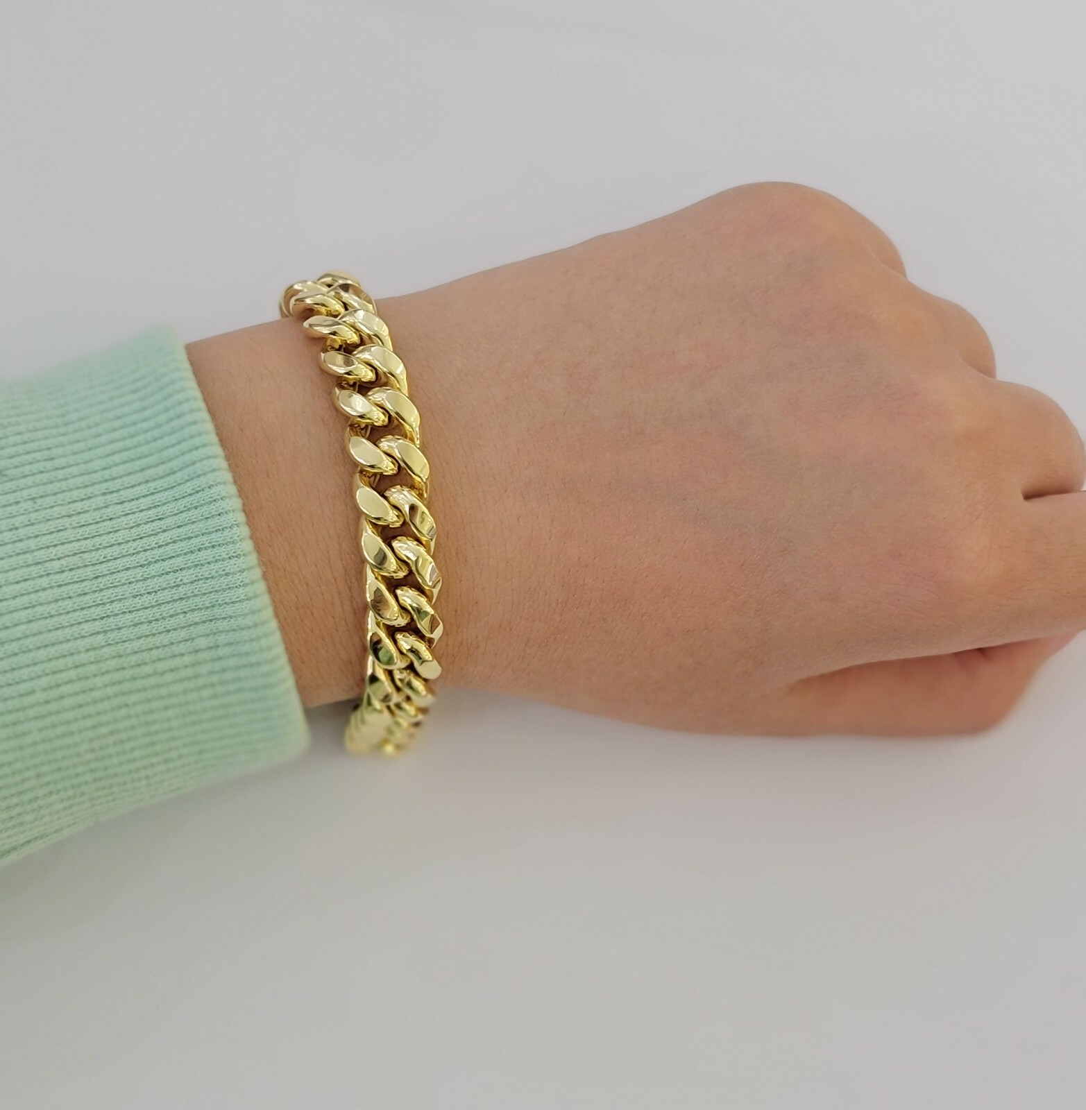 Real 10k Gold Bracelet 8″ Miami Cuban Link 6mm-13mm 10kt Yellow Gold ,Men Women