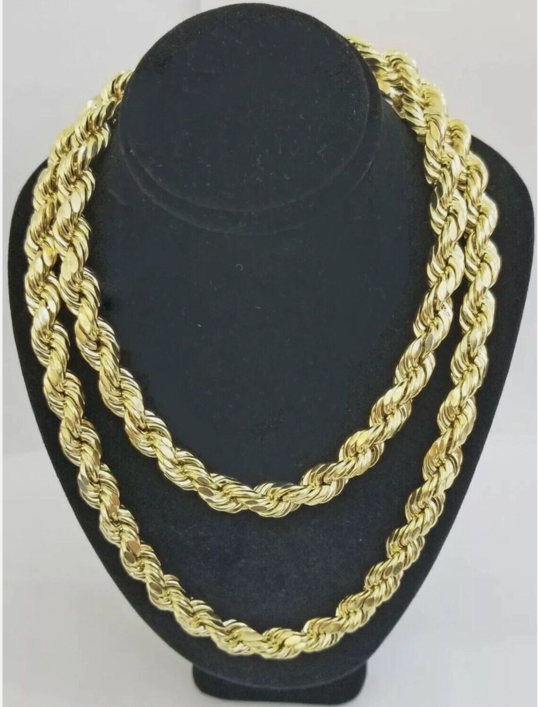 REAL 10K Yellow Gold Rope Chain Necklace 8mm 22″ Inc Diamond Cut Men Women Gift