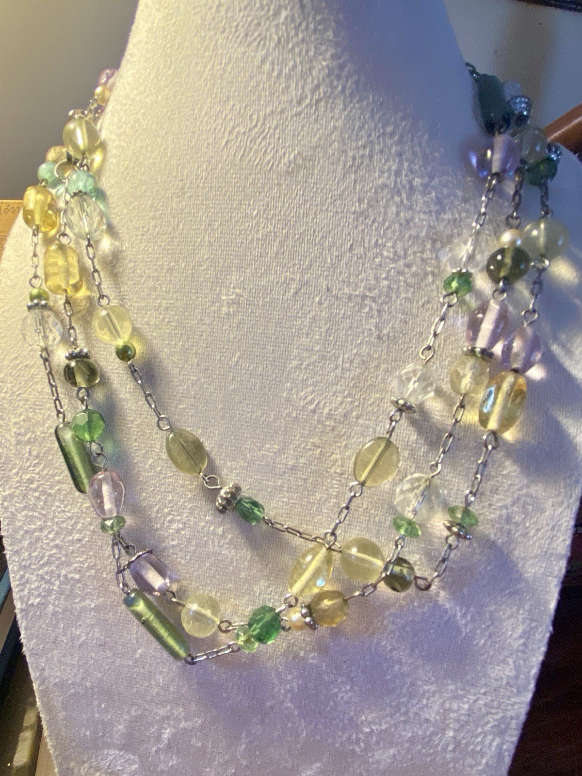Lia Sophia 58.5” Extra Long Beaded Necklace Glass Mix Rope Opera Boho Pastels