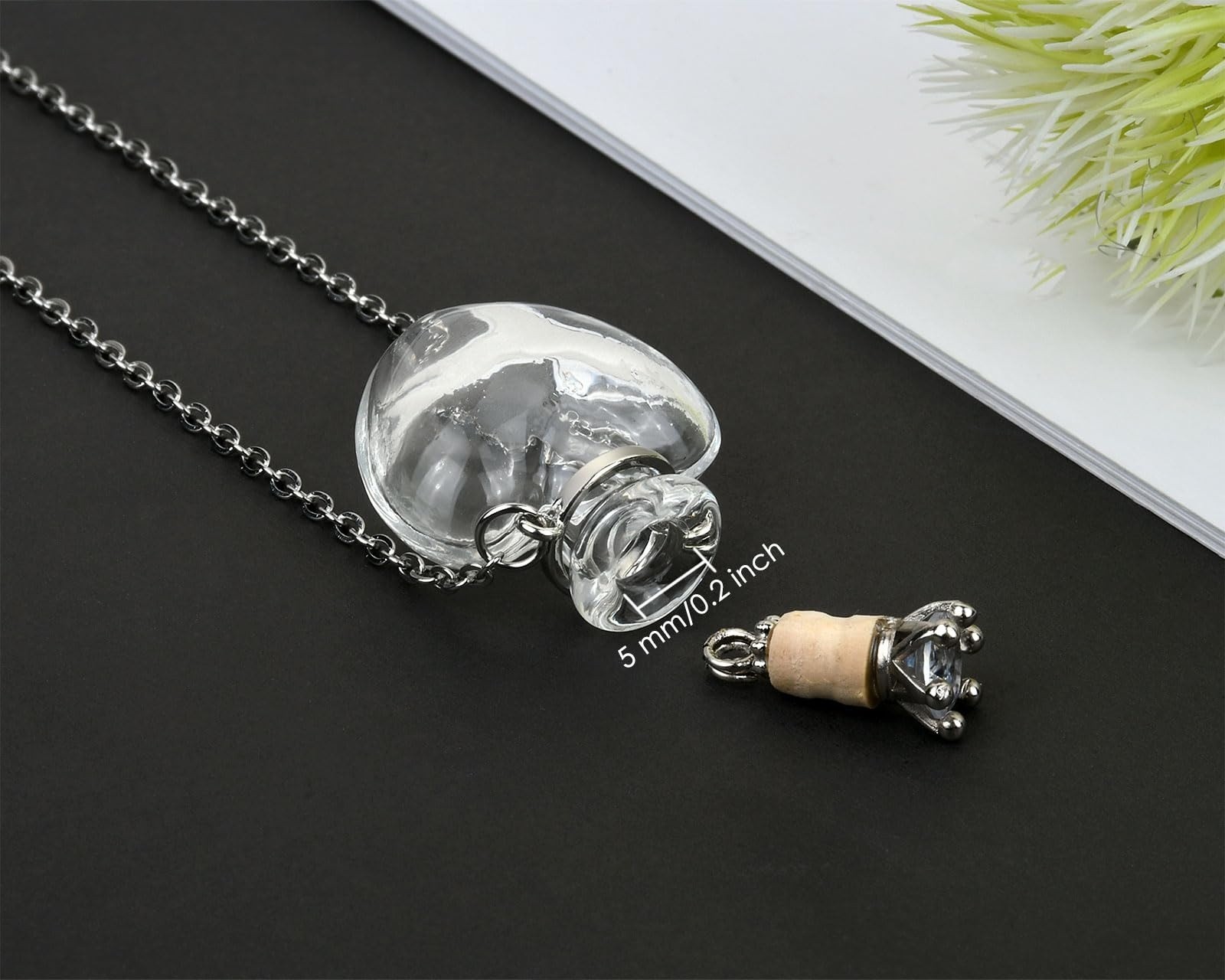 Heart Shaped Vial Necklace Glass Perfume Bottle Pendant Memorial Keepsake USANew