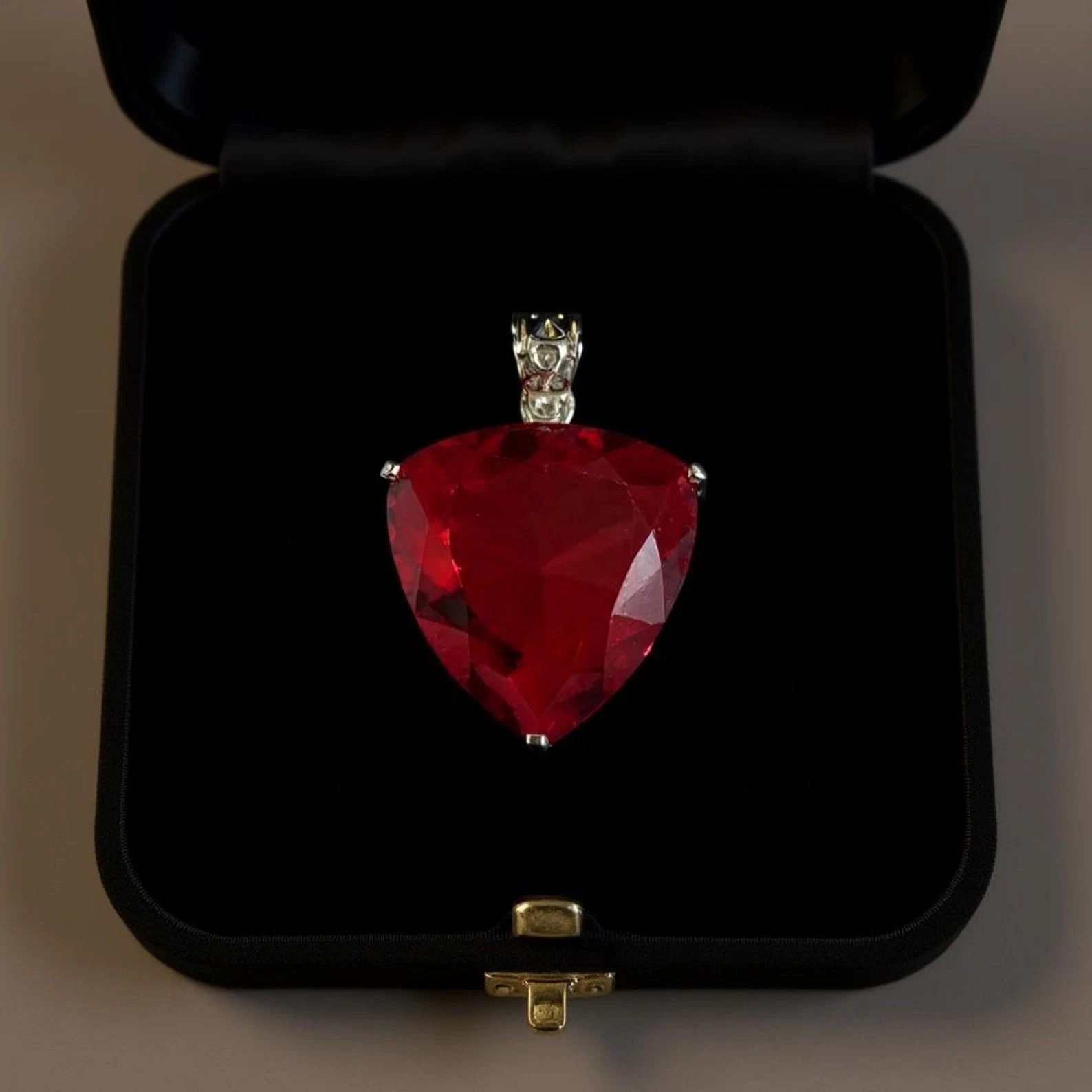 37 Ct Natural Ruby Trillion Necklace Silver Jewelry Handmade loose Gemstone