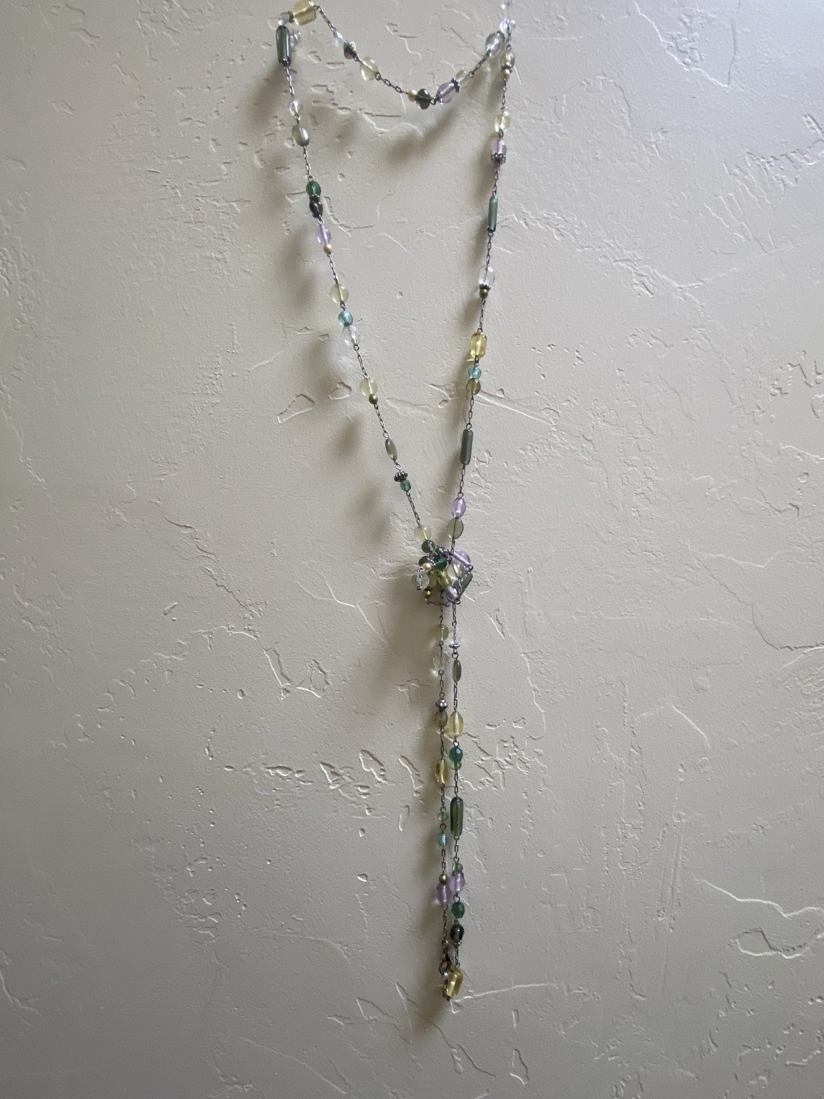 Lia Sophia 58.5” Extra Long Beaded Necklace Glass Mix Rope Opera Boho Pastels