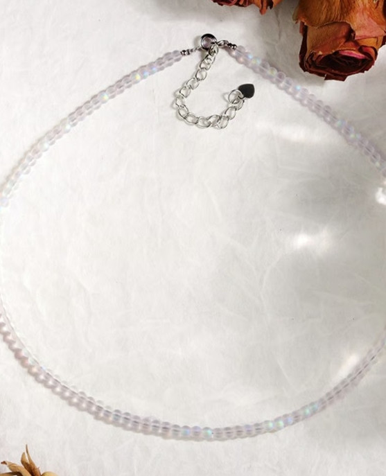 Angel Aura Quartz 4mm Round Beaded Gemstone Choker Healing Women Necklace Gifts