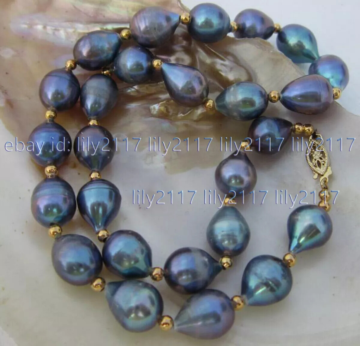 10-11MM TAHITIAN SOUTH SEA PEACOCK BLACK PEARL NECKLACE 14-48” 14K GOLD CLASP