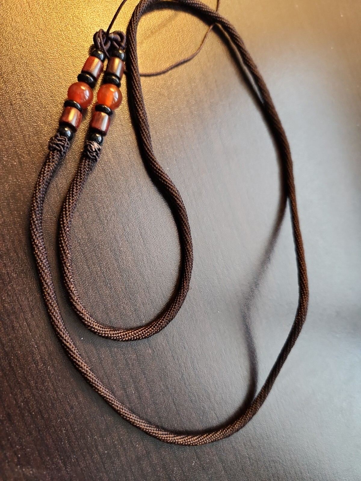 Braided String Rope Cord Necklace & Cornelian Stone for DIY Jade Crystal Pendant