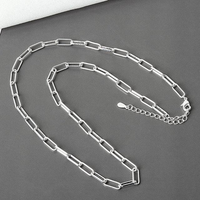 New Solid 925 Sterling Silver Italian Paperclip Rolo Chain Necklace Stamp
