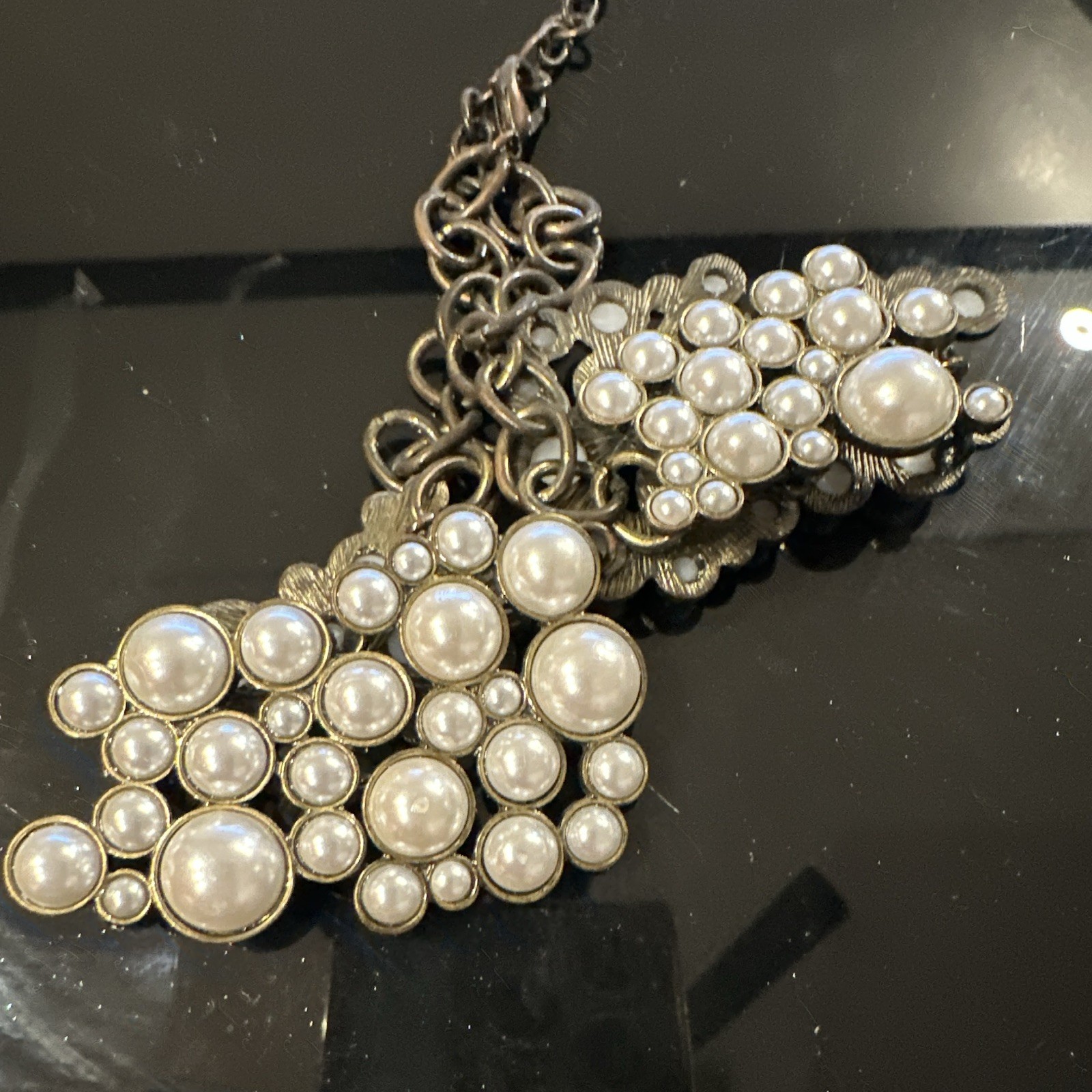 SUGARFIX by BaubleBar Faux Pearl Statement Collar Necklace, bronze Tone