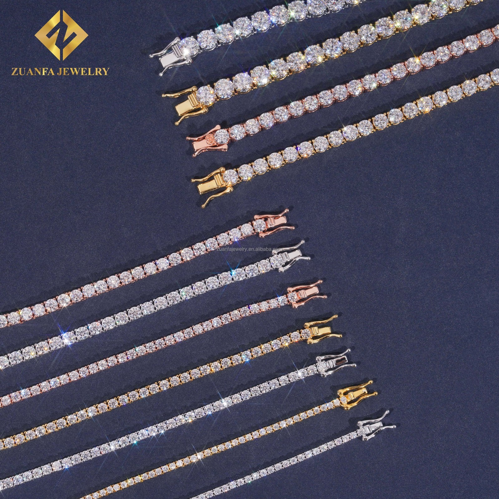 2-6.5mm D Color VVS Moissanite Tennis Chain Necklace Bracelet Gift S925 Silver