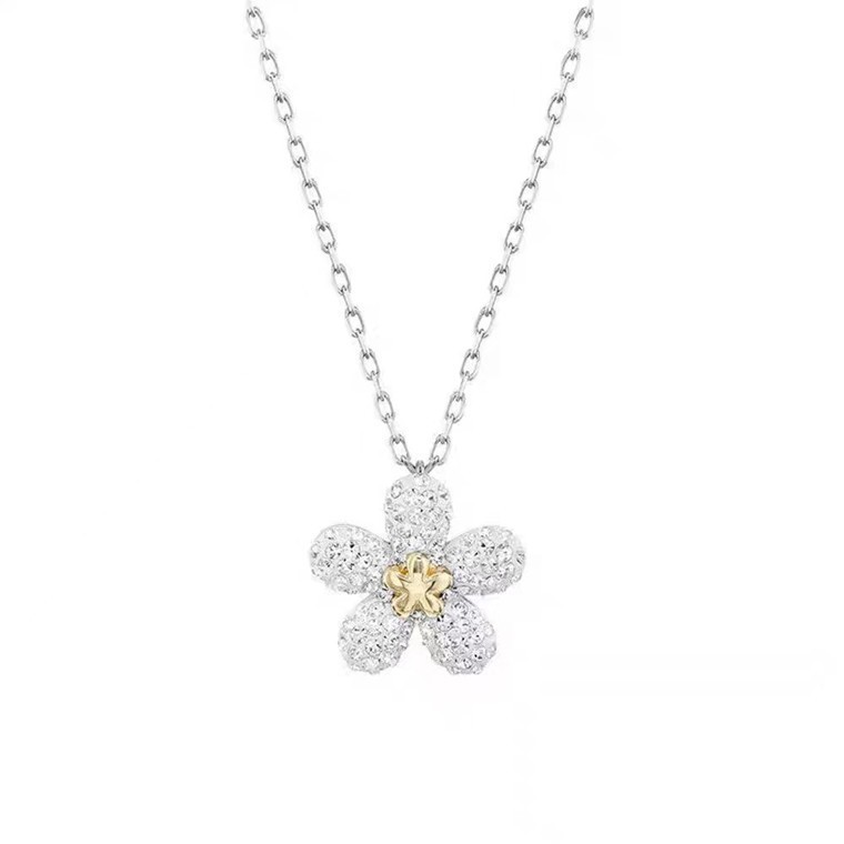 Swarovski Elements Crystal Tough Flower Necklace & Earrings, Chic Floral Jewelry