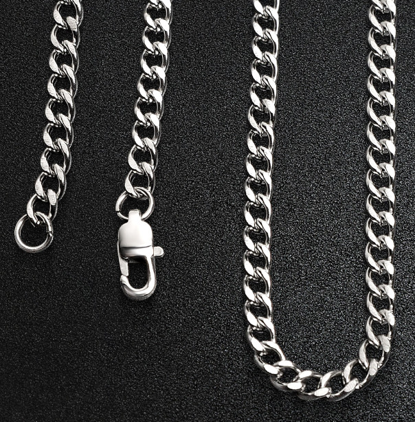 Stainless Steel Silver Diamond Cut Cuban Chain Necklace 20″ Men Women 3/5/7/9mm