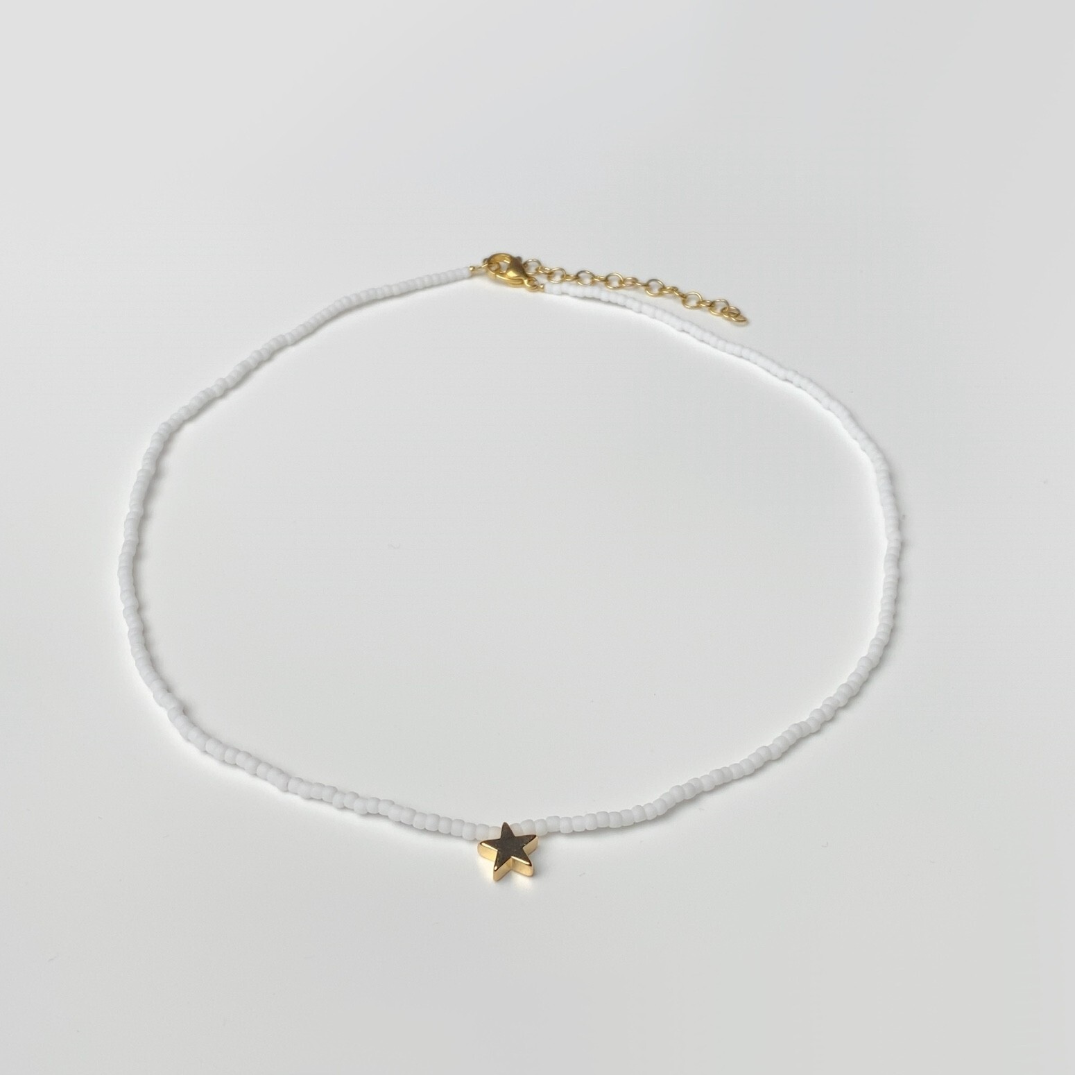 Miyuki Delica Silk Satin Crystal beaded Necklace with Star Pendant. Minimalist