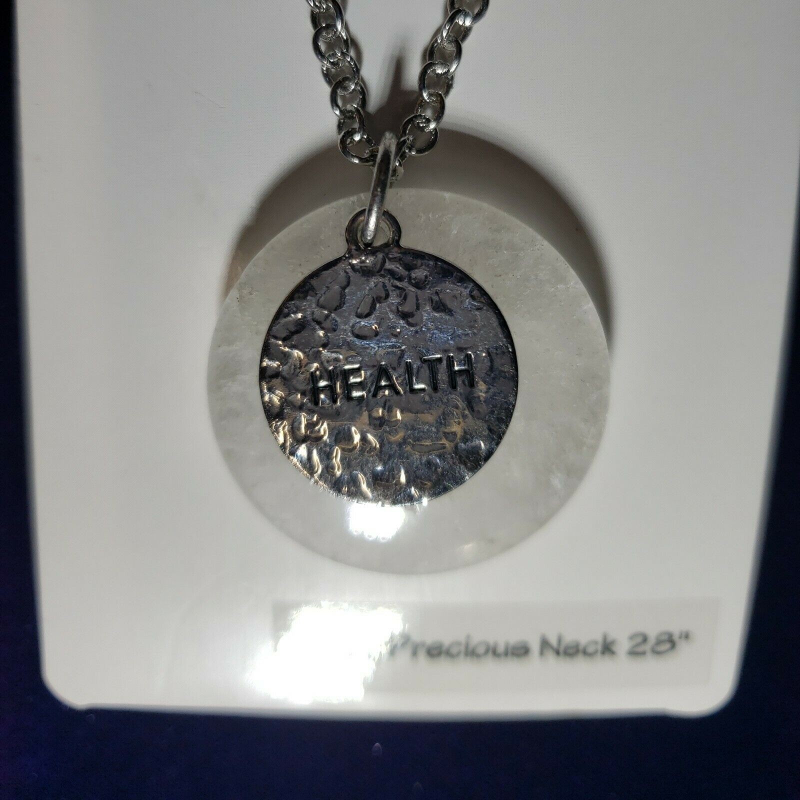 Crystal Health Semi Precious Real Quartz Stone, 28″ Silver Tone Chain, NWT