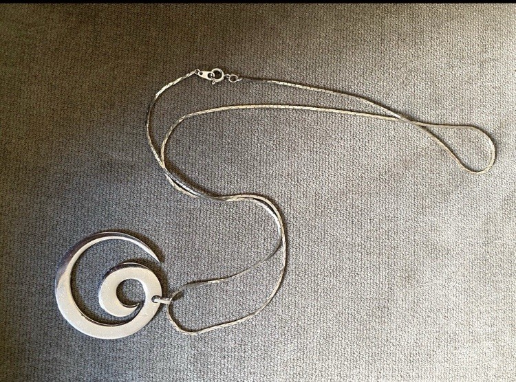 Stainless Steel Open Spiral Wave Pendant Necklace Modern Minimalist Art Festival