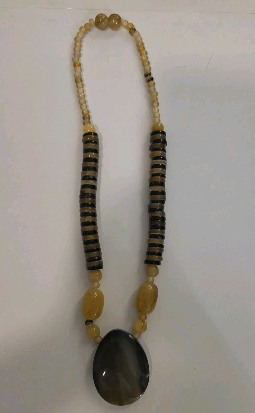 Beautiful Multicolor Long Resin Bead Necklace With Pendant
