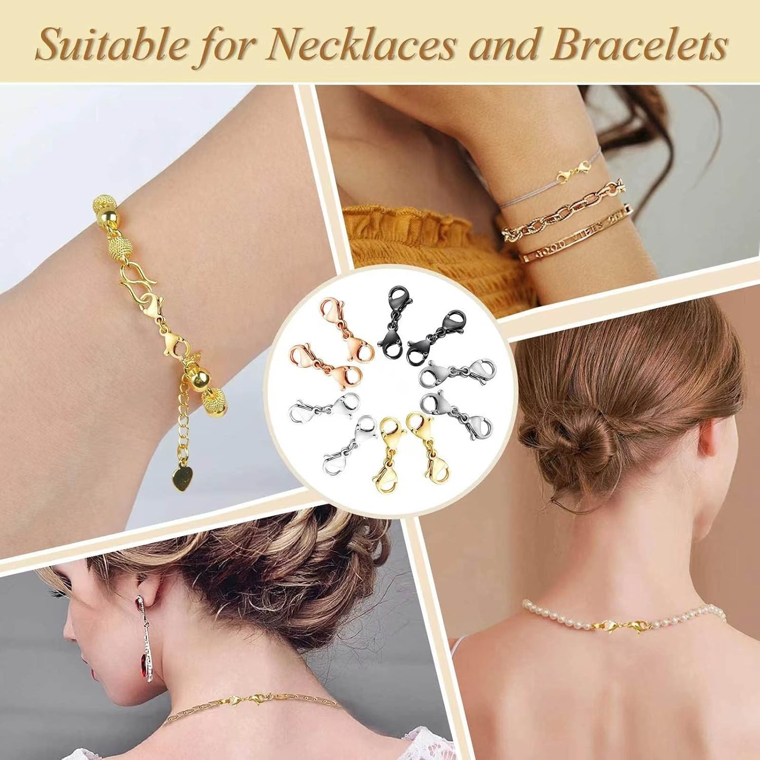 10 Pack Double Lobster Clasps – Exquisite Necklace Extenders in Gold & Silver