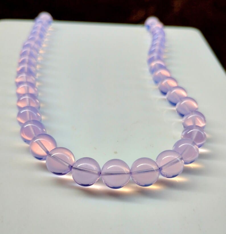 Lavender Moon quartz smooth balls gemstone jewellery beads Lavender necklace