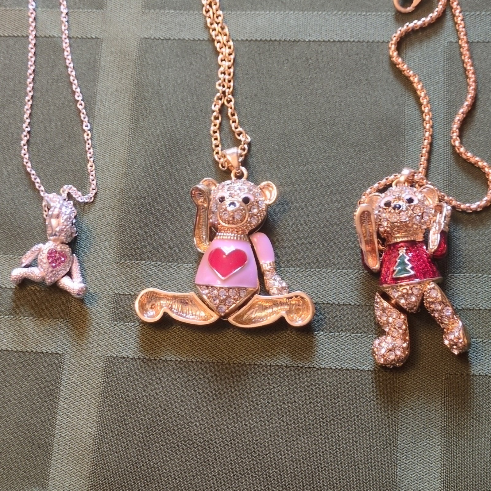 Assorted Movable Rhinestone Teddy Bear Pendants, 4pcs