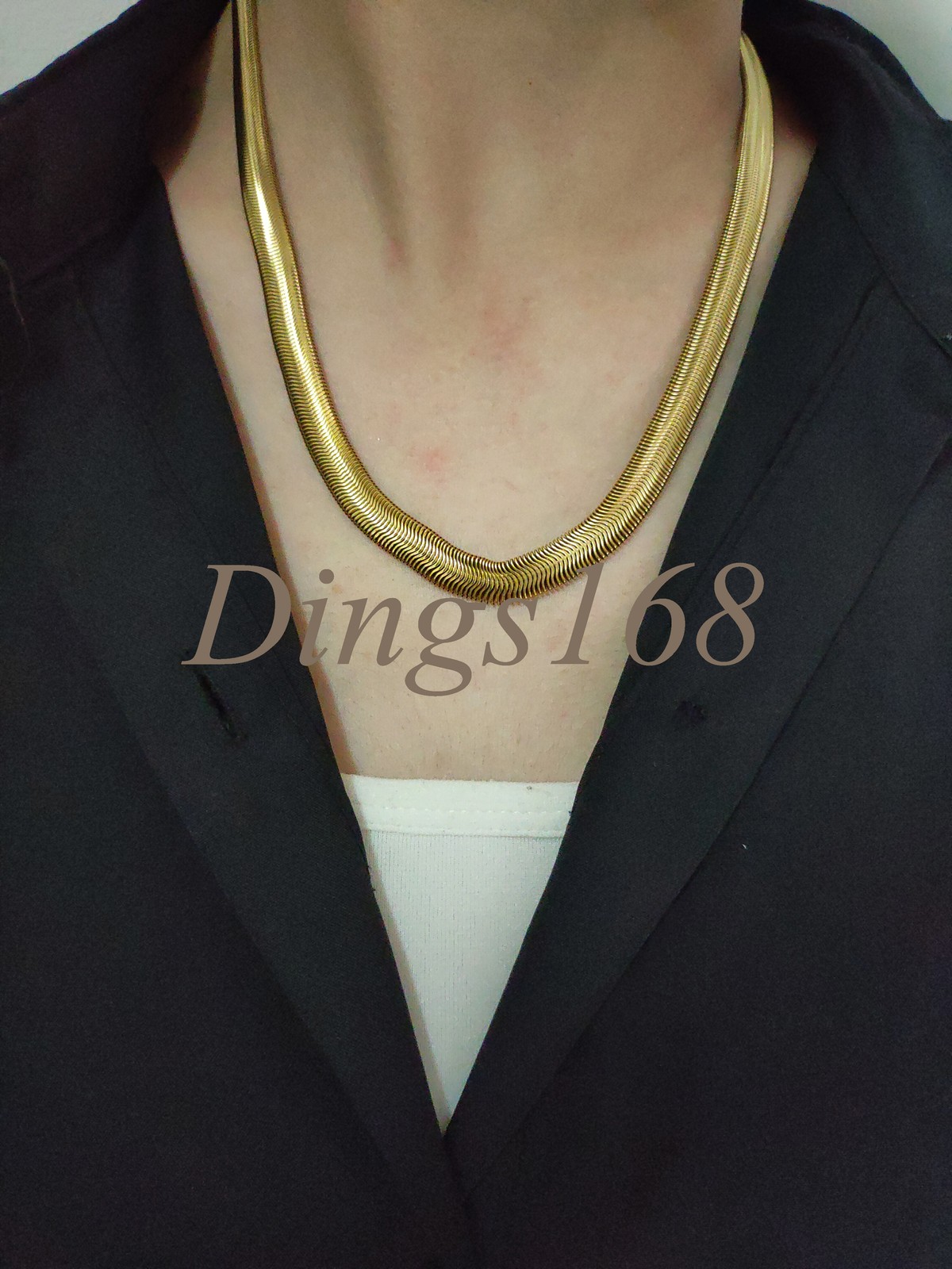 Genuine 18K Yellow Gold Filled Tarnish-Free 20″+2″ 7mm Wide Herringbone Necklace