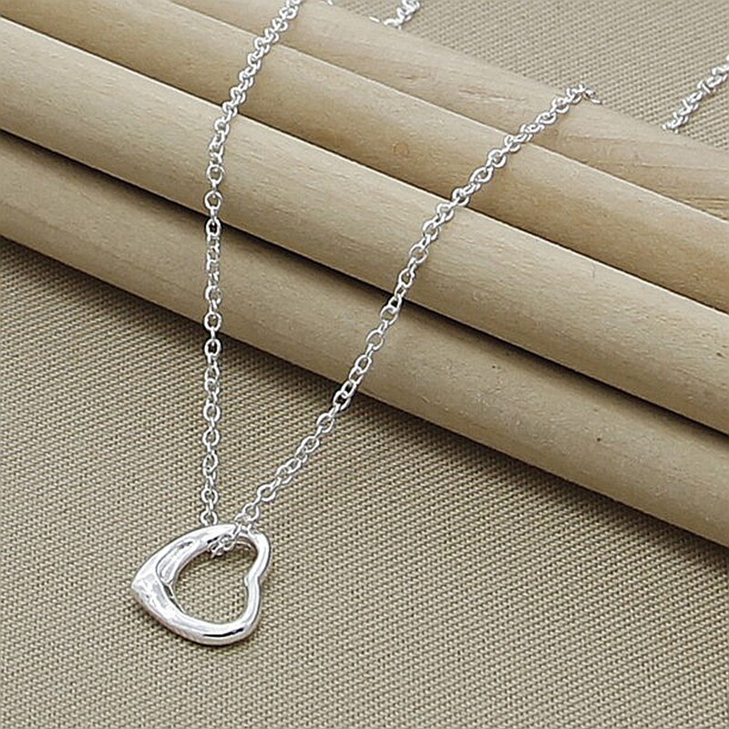 925 Sterling Silver Classic Heart Pendant Necklace For Women Wedding Engagement