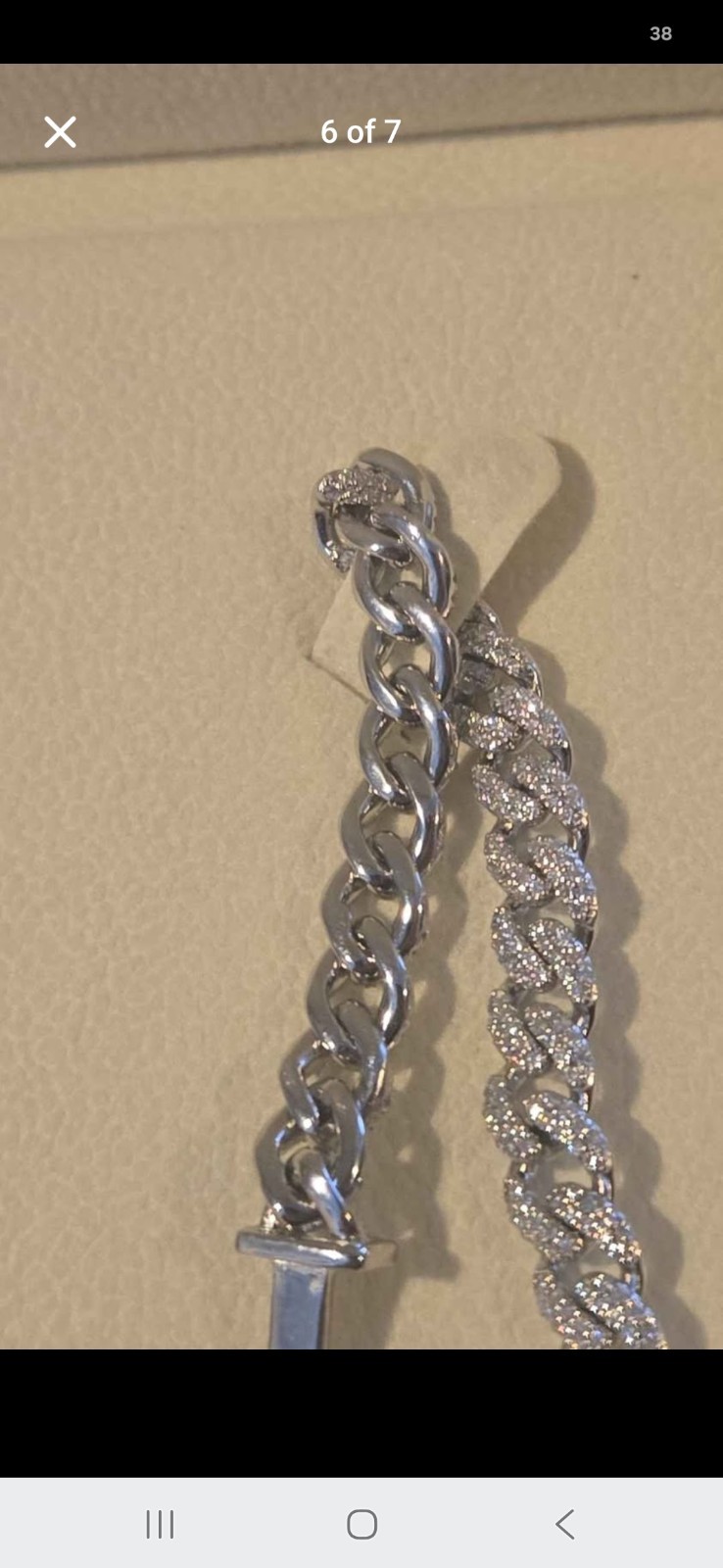 6mm 24″ Moissanite 925 Silver Cuban Link Chain Necklace Silver Tone Box Clasp