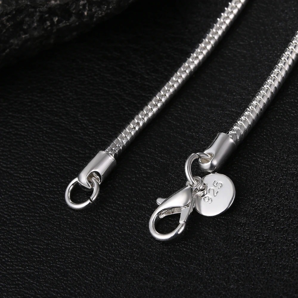Men&Women’s 925 Sterling Silver Tarnish-Free Italian Snake Chain Necklace 16-24″
