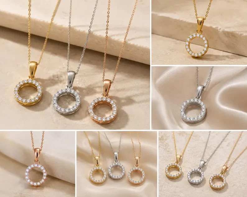 1Ct Women Round Cut Pendant Necklace Simulated Diamond In 14k Yellow Gold Plated
