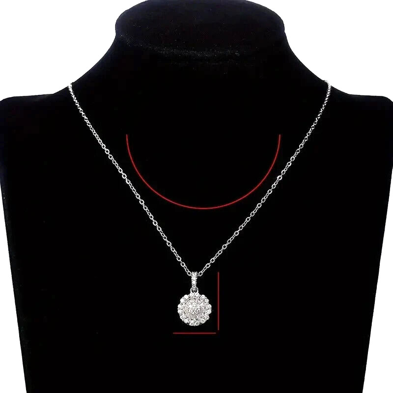 Shiny Luxurious Grond-Shaped Cubic Zirconia Pendant Necklace Women Jewelry Gift