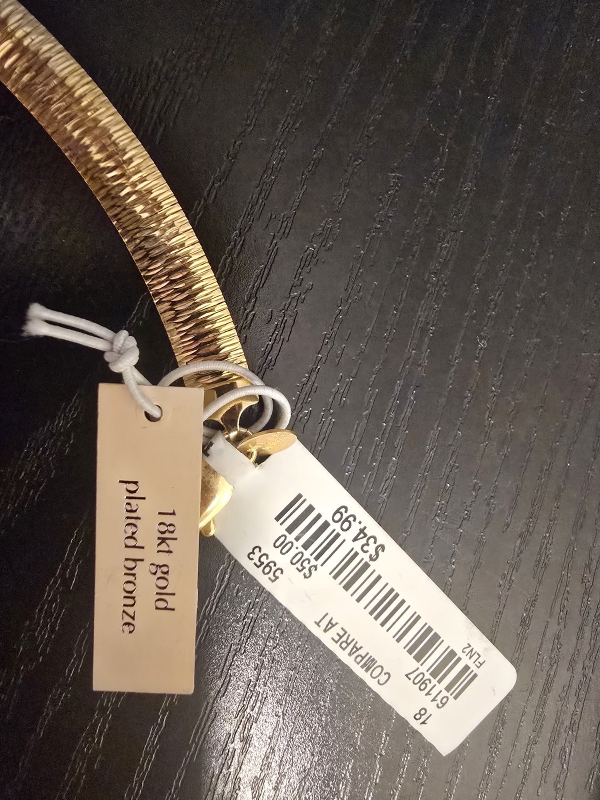 Mia Fiore 18K Gold Plated Bronze Herringbone Chain Choker Necklace 16 in Signed
