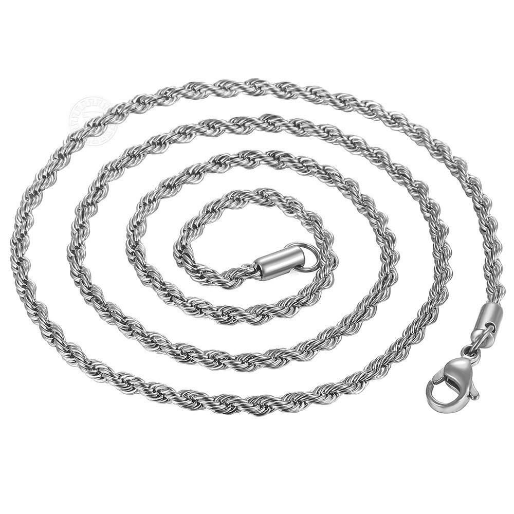 USA Stock 2/3/4/8/10mm Rope Chain Necklace For Men Women Stainless Steel