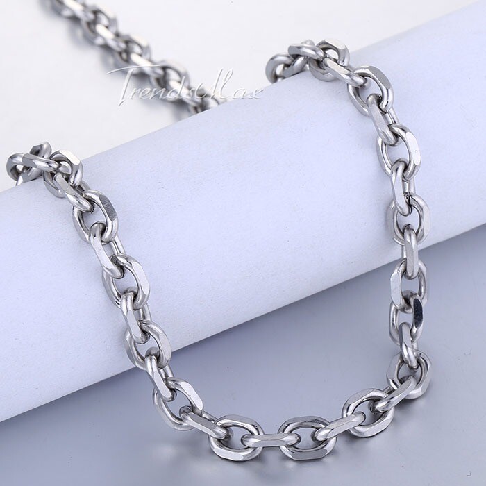 6mm 26″ Boys Mens CUT CABLE Chain Silver Stainless Steel Link Necklace Jewelry