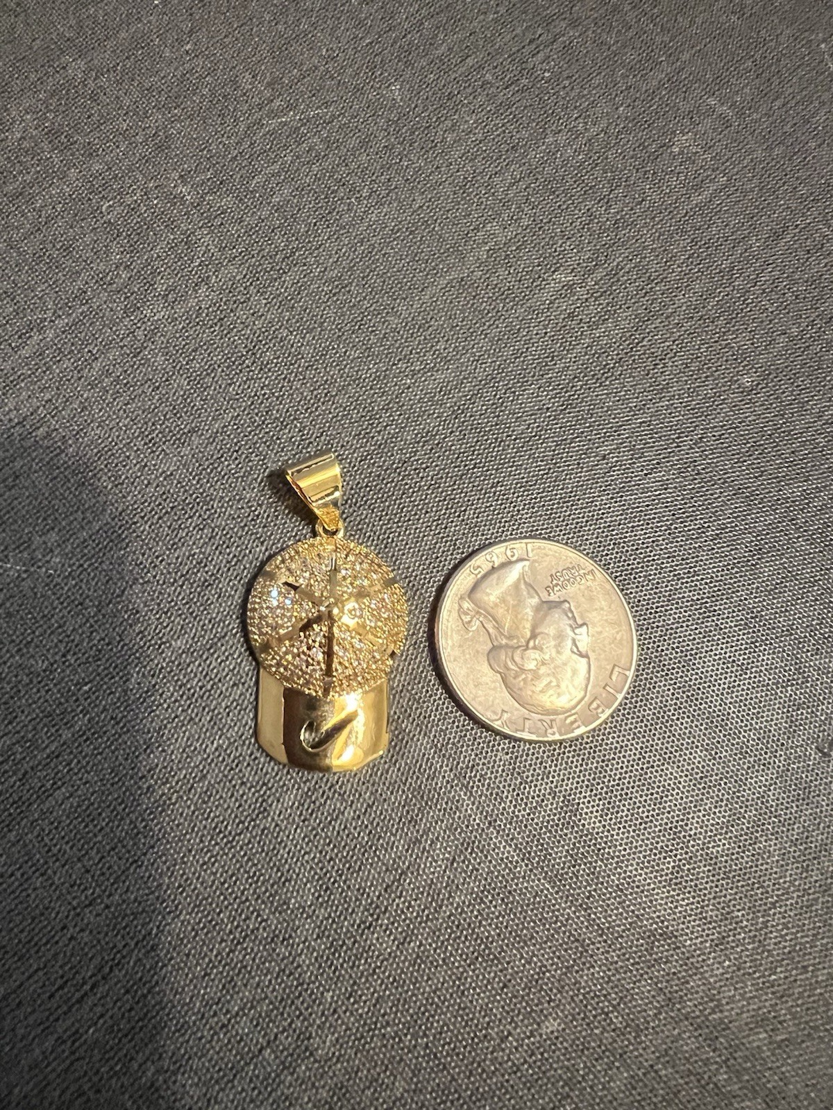 Nike Gold Tone Cap-Shaped Pendant Necklace Charm Sports Theme No Stone
