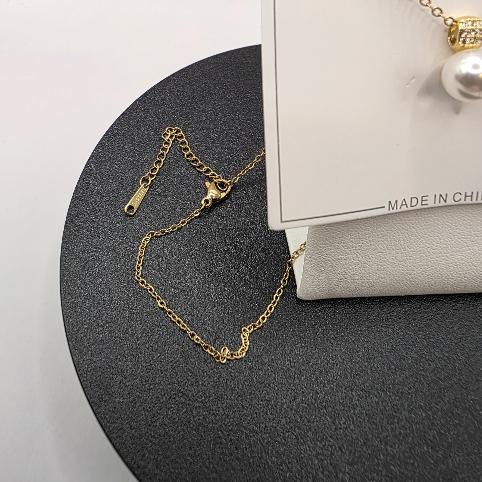Stainless Steel Copper Plated 16″Necklace w/15mm Fresh Water Pearl &Cz Pendant
