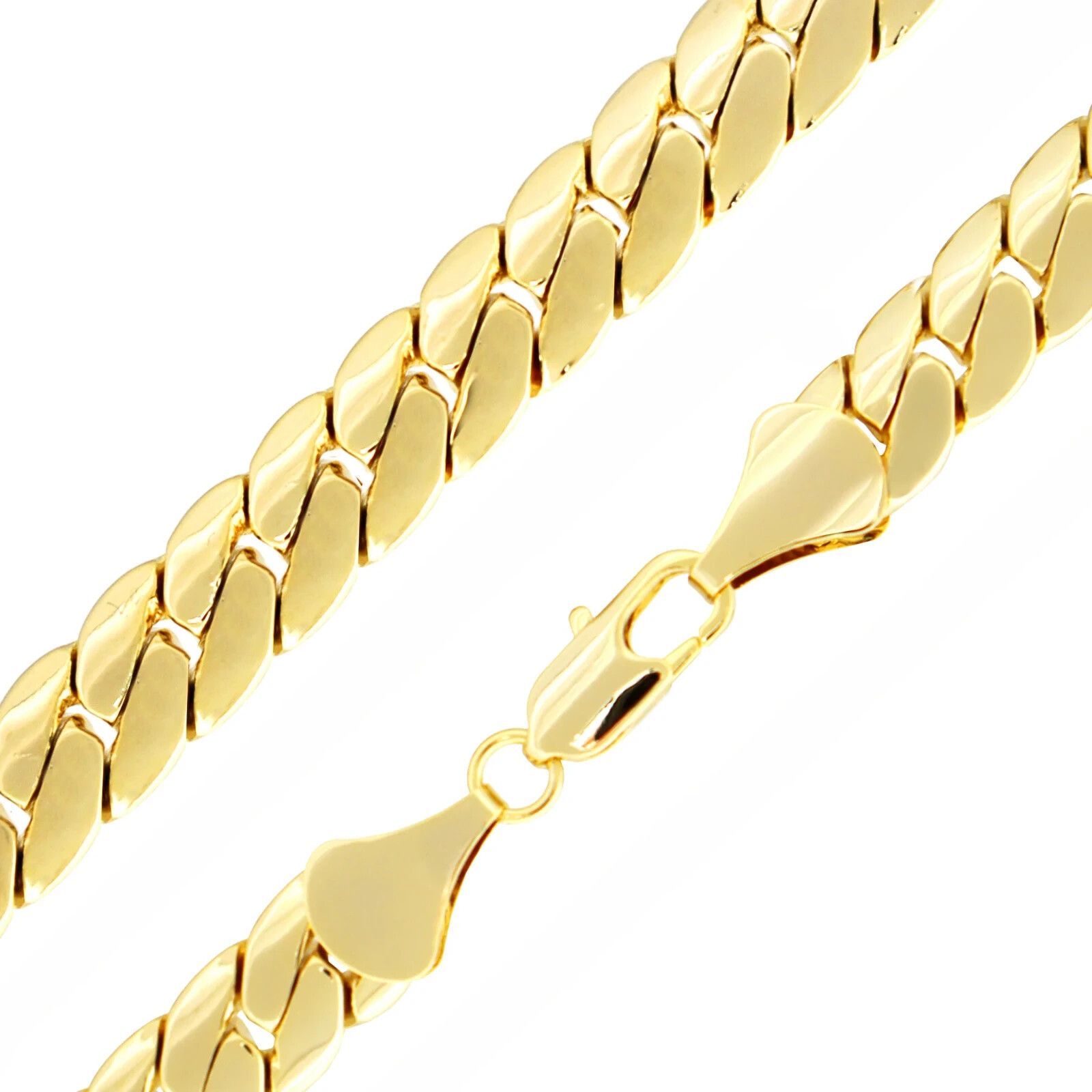 AAA+ 14k Gold Plated Brass Cuban Chain 4mm to 10mm Necklace Bracelet 20″ 24″ 30″