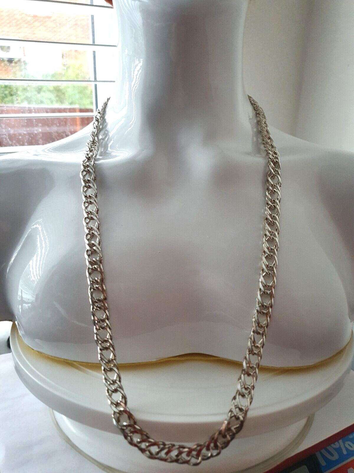 Vintage Heavy Sliver Tone 10mm Wide Flat Curb Link Chain Necklace CBM3-2495