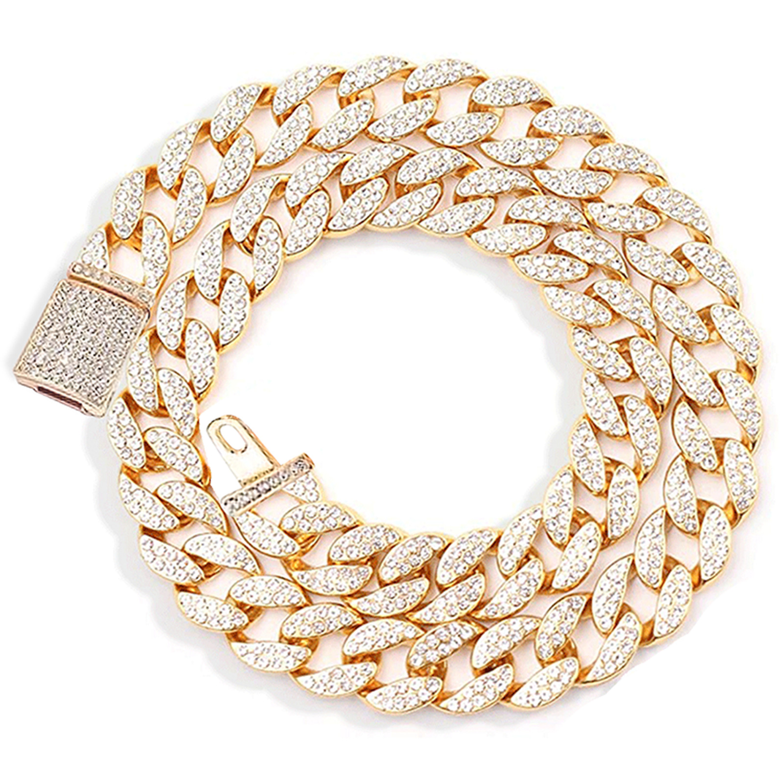 15mm Miami Iced Out Pave Cuban Link Chain Gold & Silver Necklace Bling Jewelry