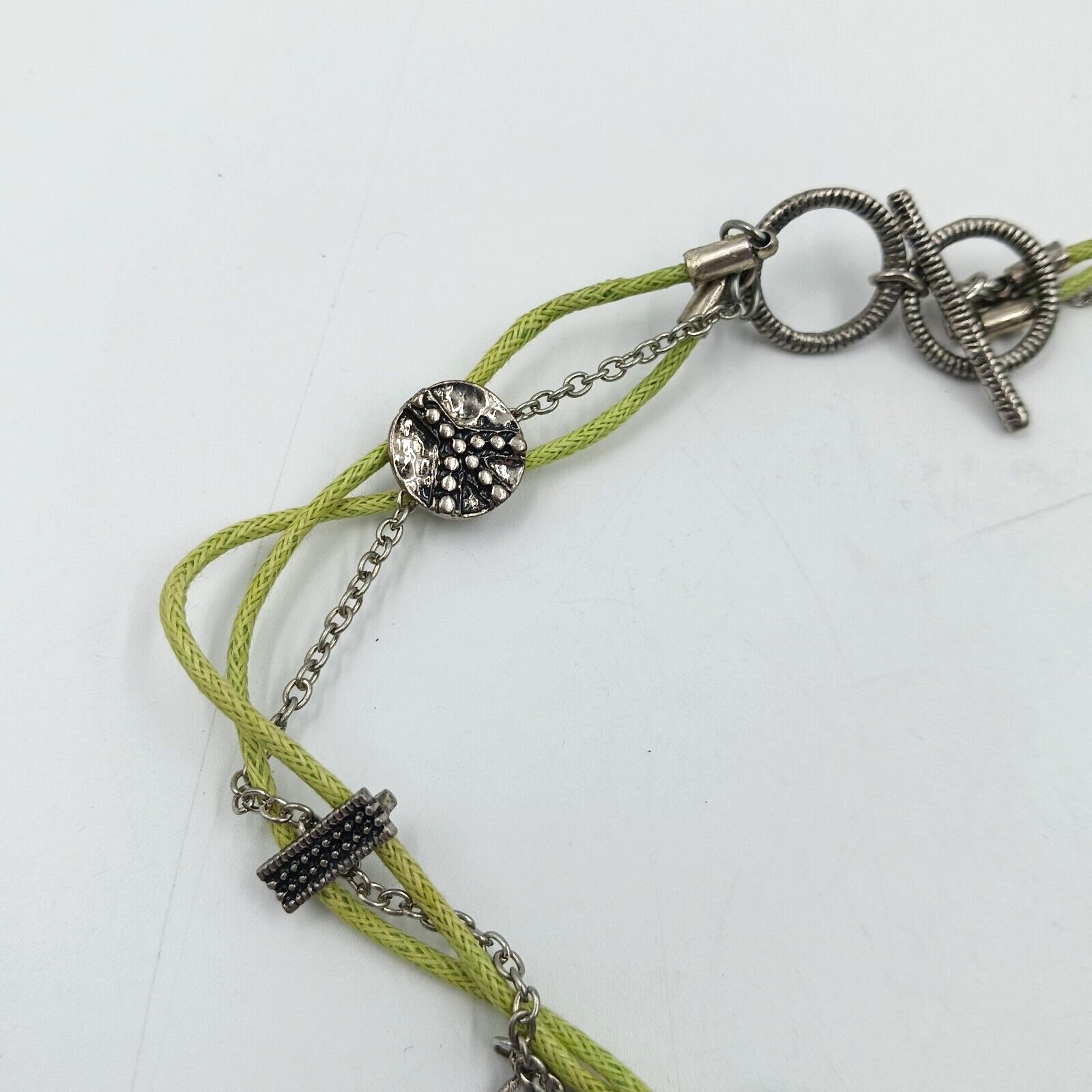 TYJ Collection Choker Necklace Peace Signs Corded And Chain Layered Green 14″