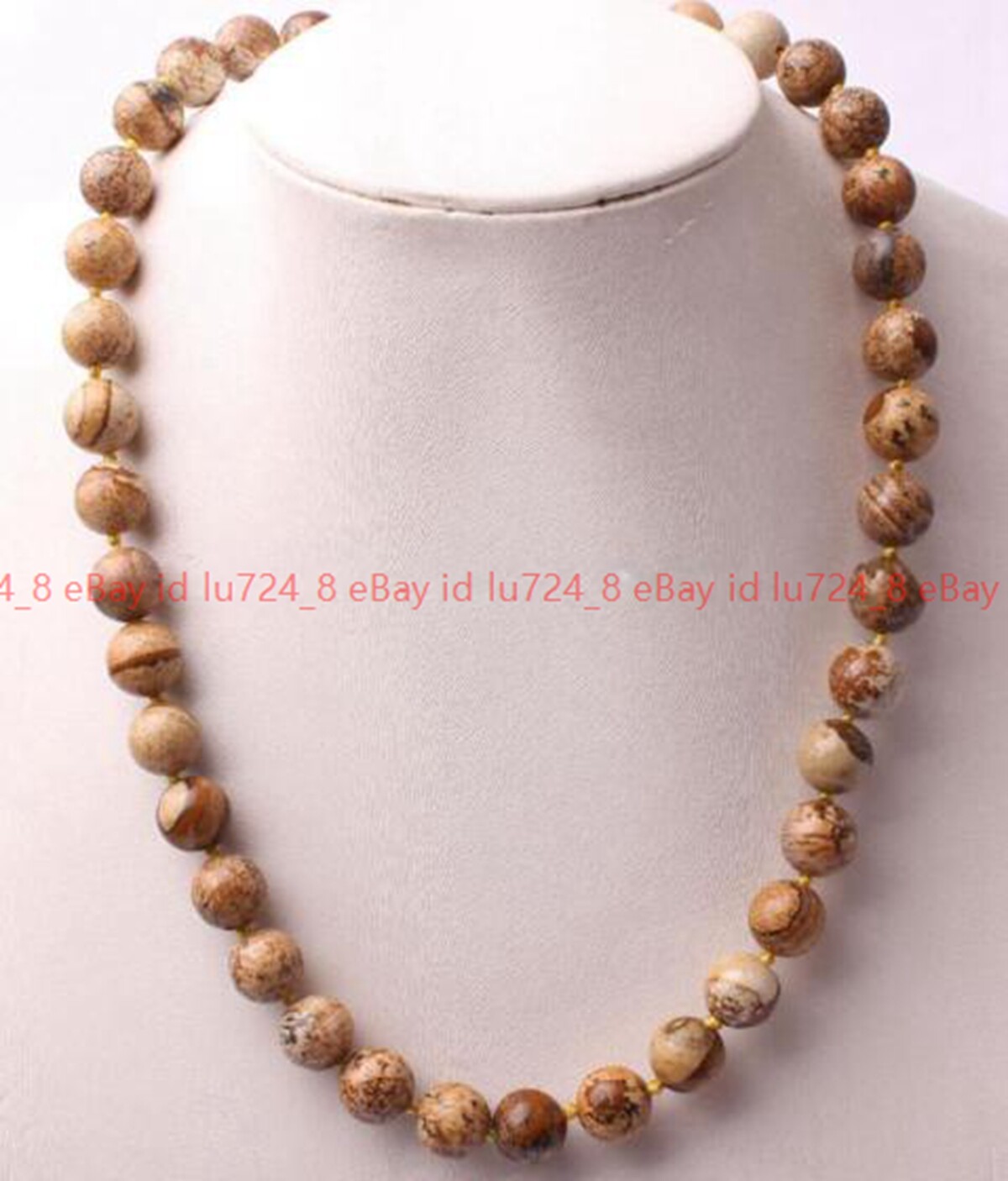 Fashion Natural Picture Jasper Round Shape Gemstone Beads Jewelry Necklace 18″