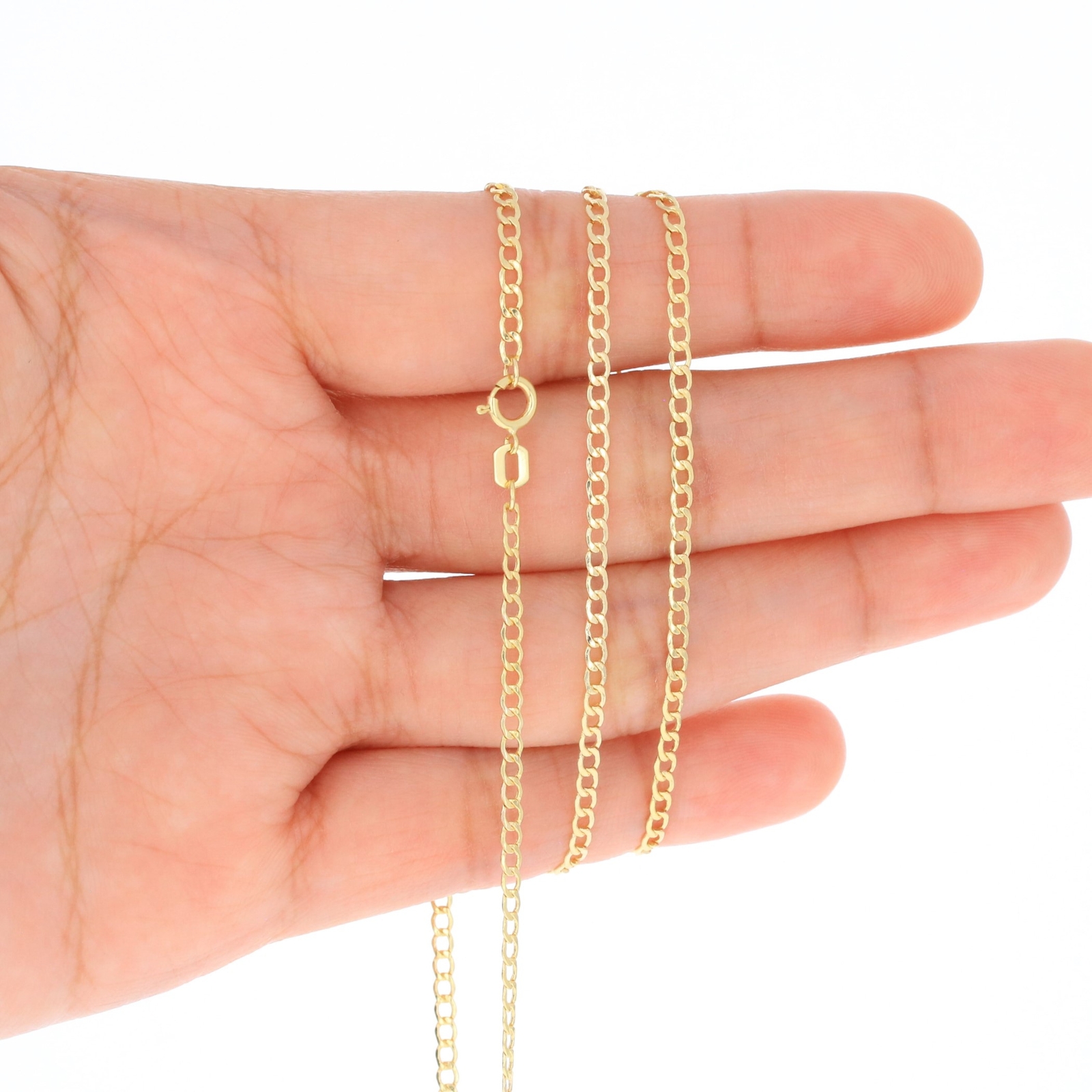 10K Yellow Gold 2mm-7.5mm Curb Cuban Chain Necklace Bracelet Men Women 7″- 30″