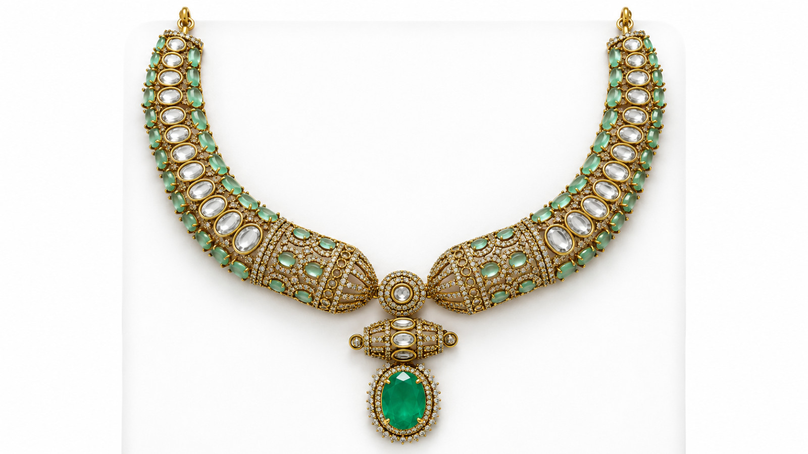 Natural Gemstone Beaded Necklace Handmade brass Gift for Women 106