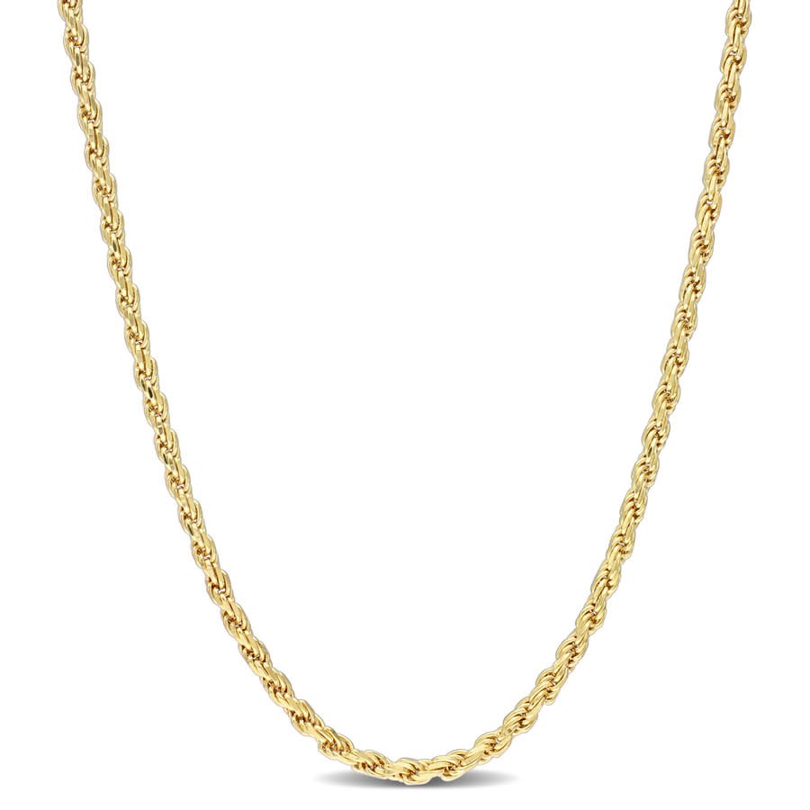 AMOUR 2.2mm Rope Chain Necklace In Yellow Plated Sterling Silver, 20 In