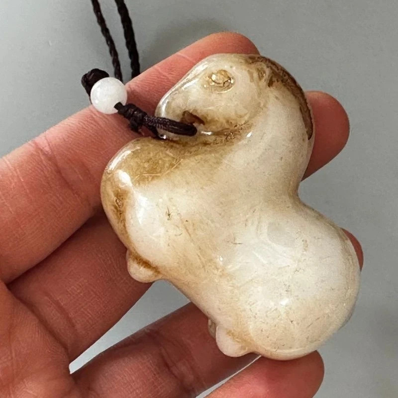 Vintage China Antique Archaize Old Hsiuyen Jade White Horse Pendant Collection