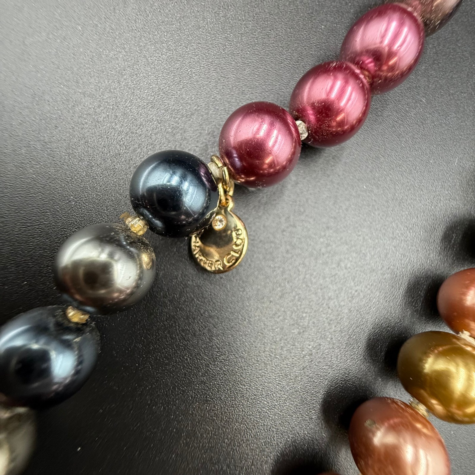 Charter Club Necklace Gold Tone Pink and Green Glass Bead Jewelry